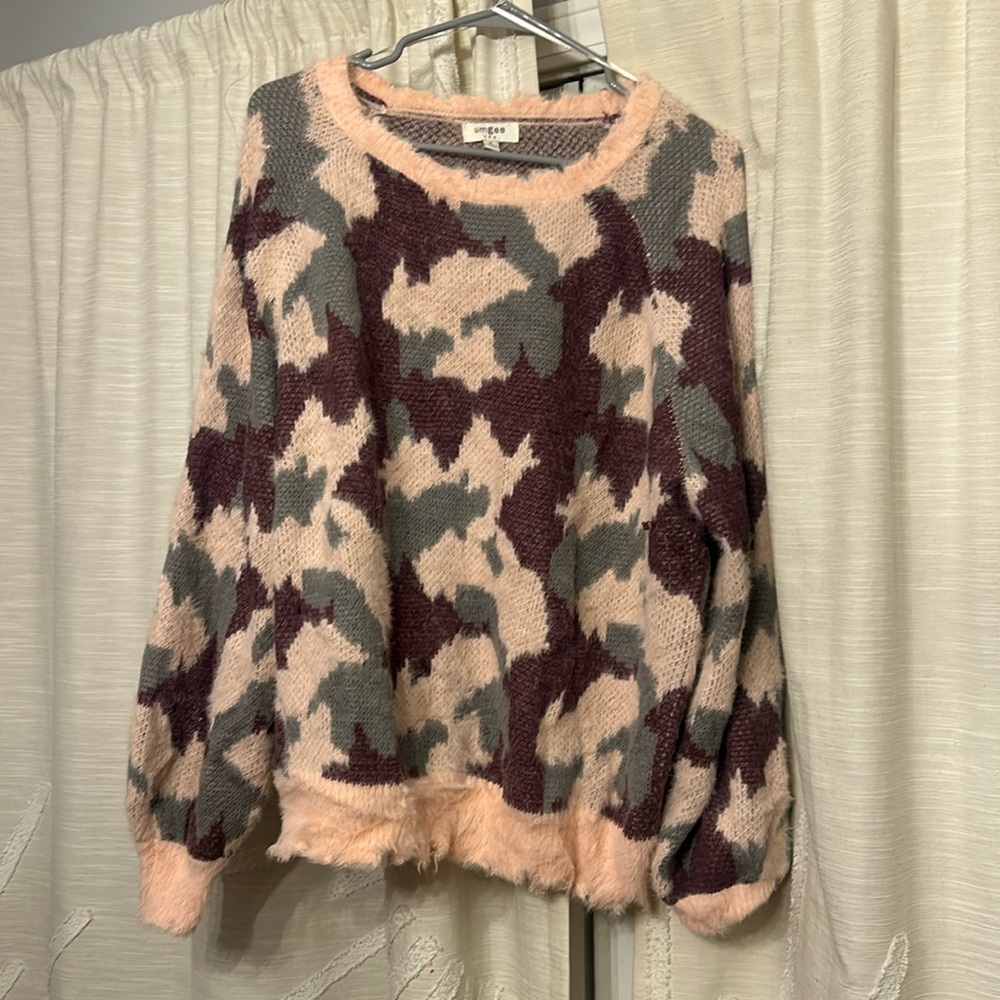 Pink and purple camo sweater